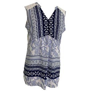 Hannah Blue Paisley Sleeveless Top Shirt